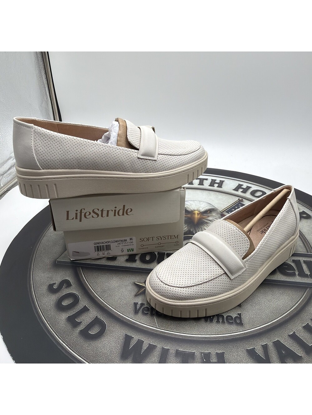 Women's LifeStride Geneva Chop Loafer Cloud White Size 9 Wide